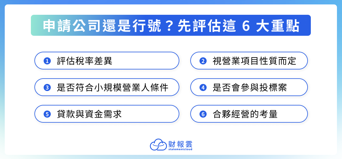 申請公司還是行號？先評估這 6 大重點